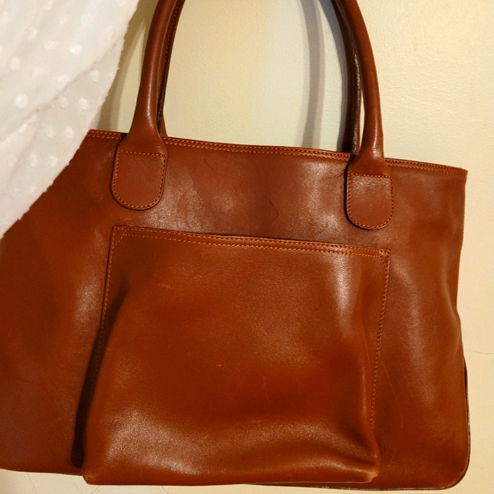 Lancel tan leather bag